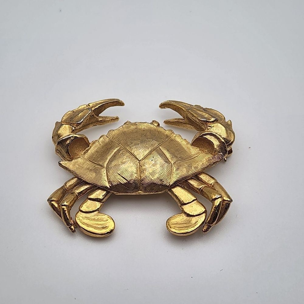 Vintage Napier Gold Tone Chesapeake Crab Brooch - Picture 2 of 4